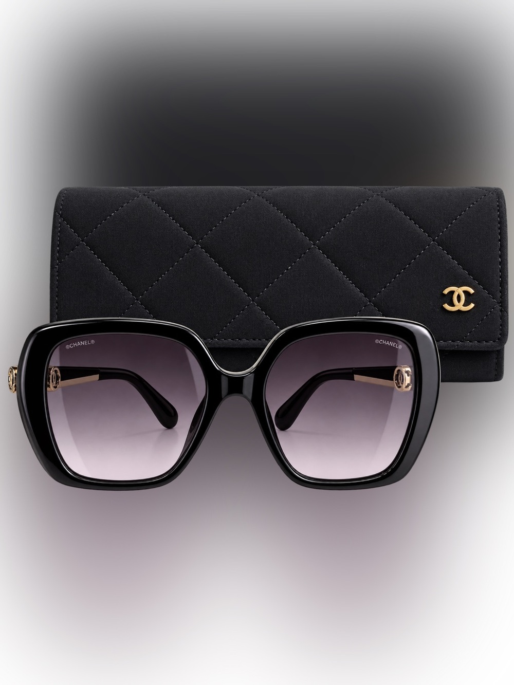 CHANEL Black Oversized Square Gradient Sunglasses